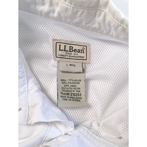 LL Bean Men's Outdoor Button Up Shirt White Short Sleeve Casual Back Vent Top L - Picture 3 of 9